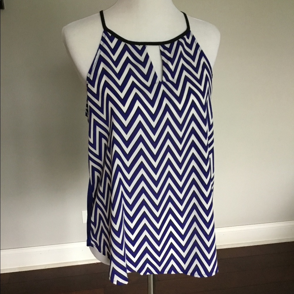 Express Chevron Tank in Blue/Black stripes szM